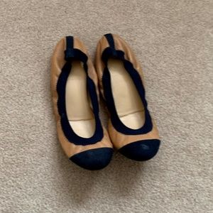 J . Crew Navy and Tan Flats Size 7